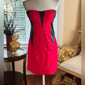 Elegant Strapless Red and Black Dress